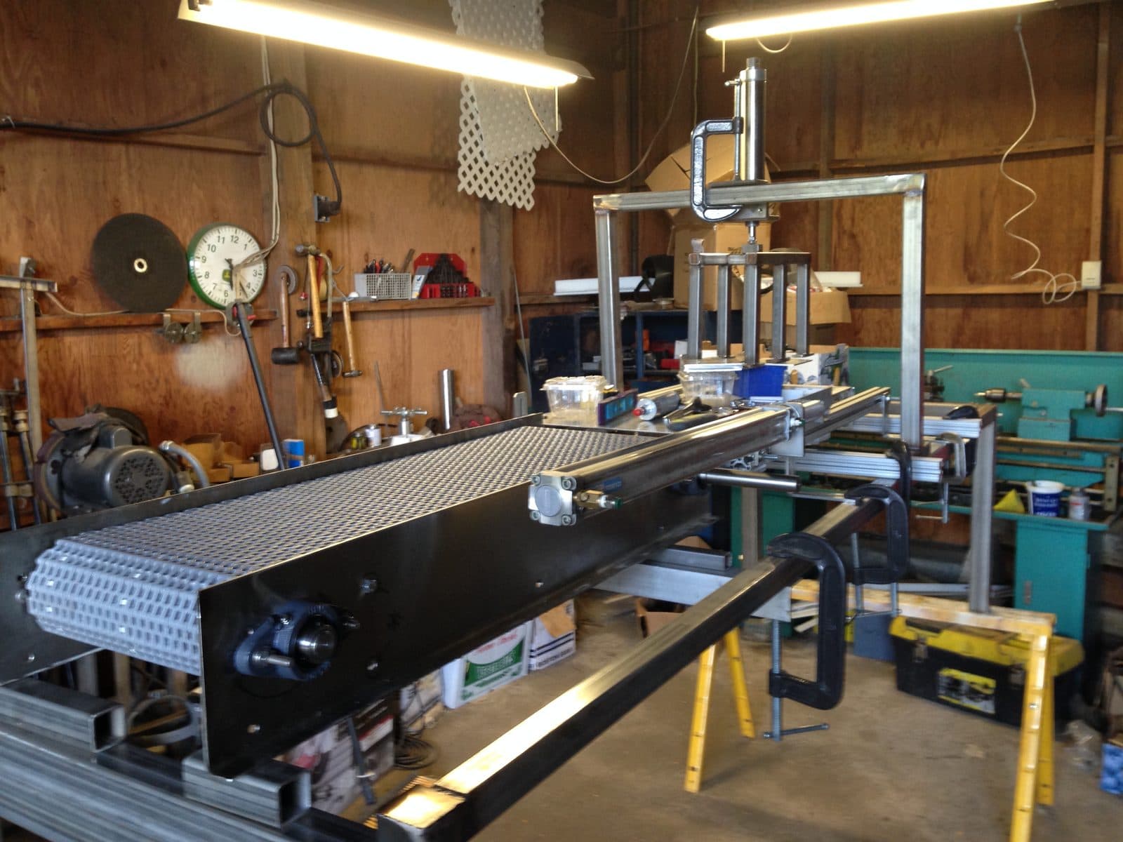 A custom conveyor build in the Knapp-Built Machines shop